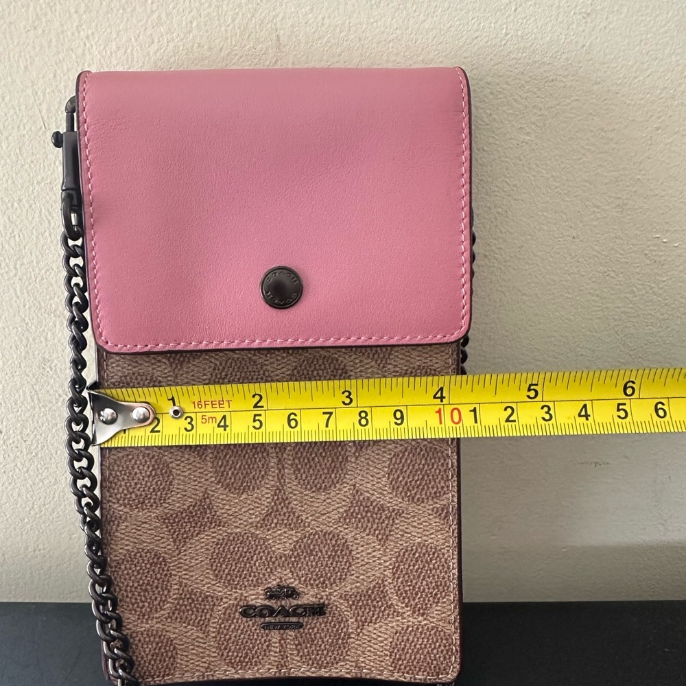 Coach Women's Rachel Phone Crossbody Bag Signature Canvas Pink/Brown - Picture 2 of 6